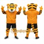 Orange Tiger Mascot Costume with Custom Logo