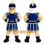 Blue Roman Warrior Mascot Costume with Custom Logo