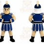 Blue Roman Warrior Mascot Costume with Custom Logo