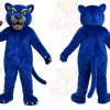 Blue Cougar Mascot Costume with Custom Logo