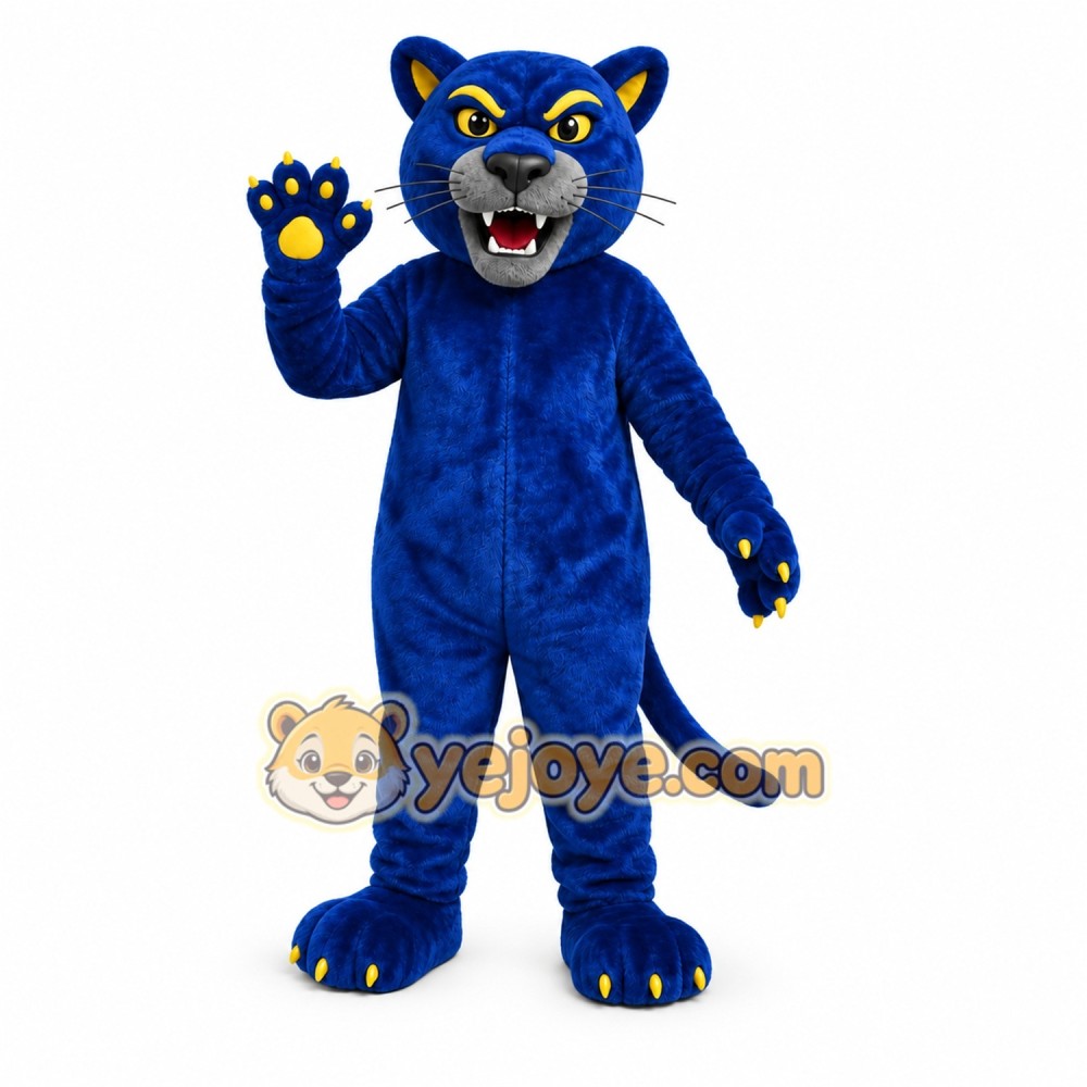Blue Cougar Mascot Costume with Custom Logo Blue Cougar Mascot Costume with Custom Logo