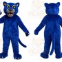 Blue Cougar Mascot Costume with Custom Logo
