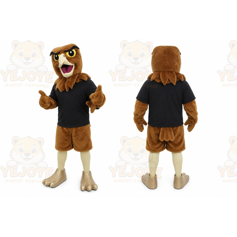 Brown Eagle Mascot Costume with Custom Logo