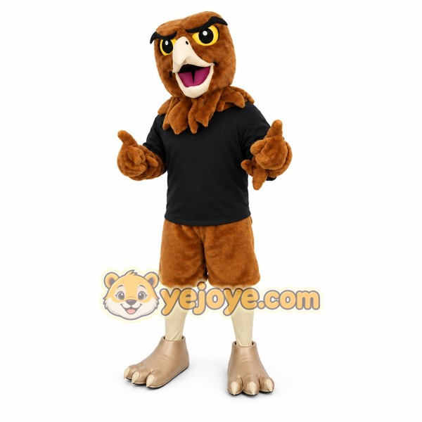 Brown Eagle Mascot Costume with Custom Logo
