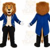 Blue Lion Mascot Costume with Custom Logo