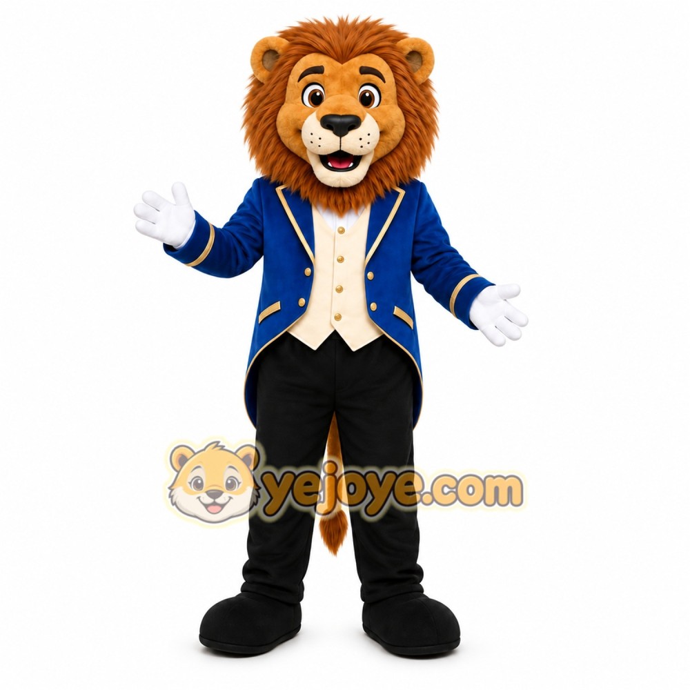 Blue Lion Mascot Costume with Custom Logo Blue Lion Mascot Costume with Custom Logo
