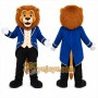 Blue Lion Mascot Costume with Custom Logo