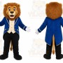 Blue Lion Mascot Costume with Custom Logo