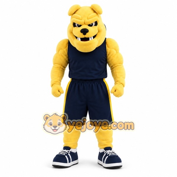 Yellow Bulldog Mascot Costume with Custom Logo Yellow Bulldog Mascot Costume with Custom Logo