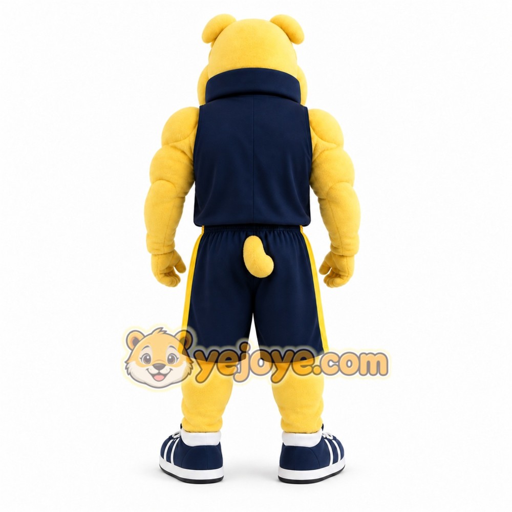 Yellow Bulldog Mascot Costume with Custom Logo