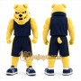 Yellow Bulldog Mascot Costume with Custom Logo