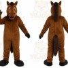 Brown Horse Mascot Costume with Custom Logo