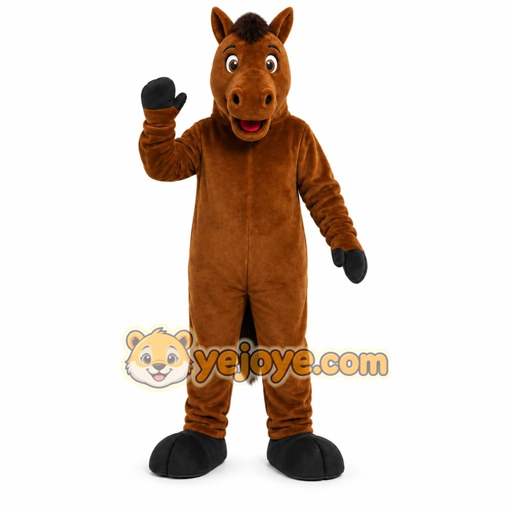 Brown Horse Mascot Costume with Custom Logo