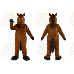 Brown Horse Mascot Costume with Custom Logo