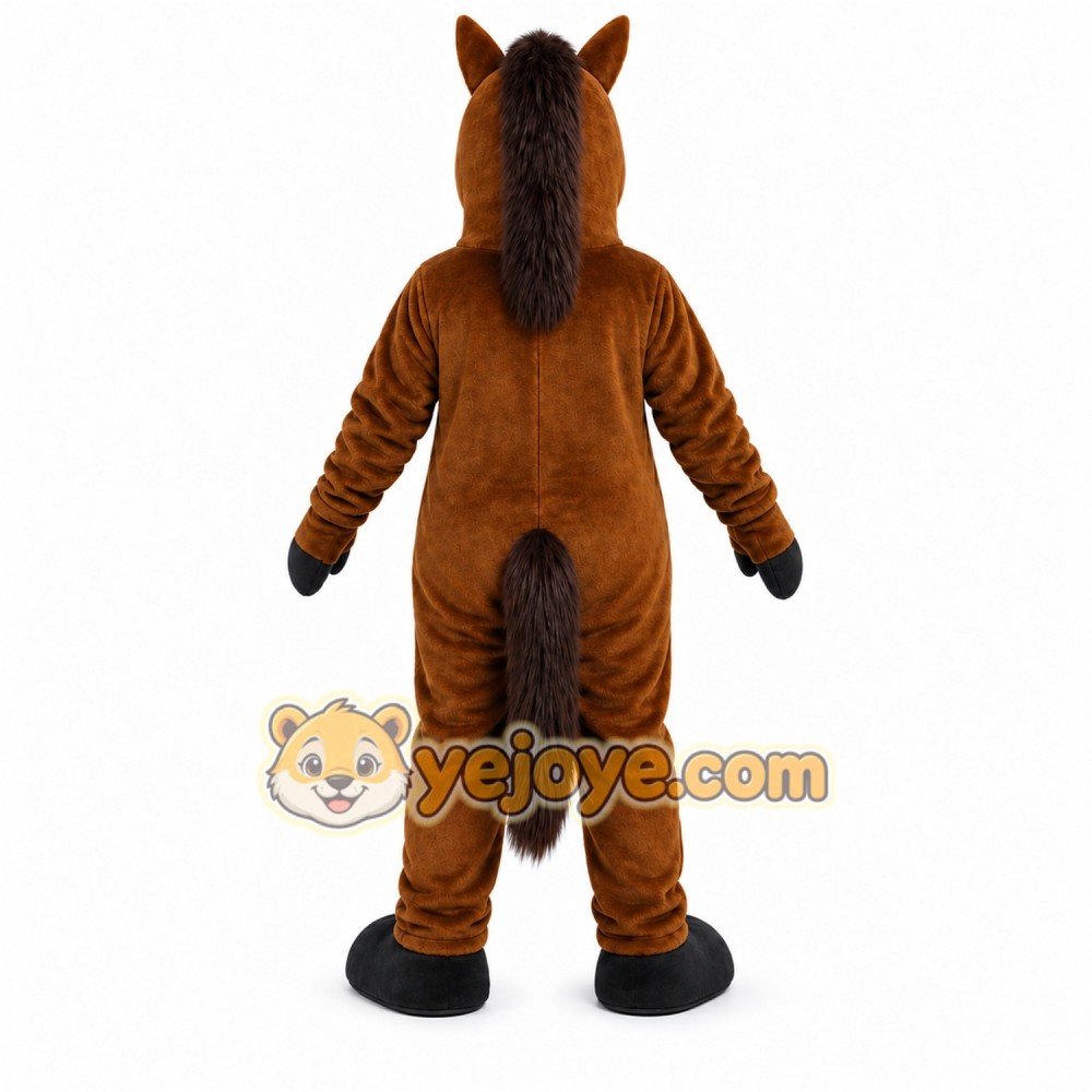 Brown Horse Mascot Costume with Custom Logo