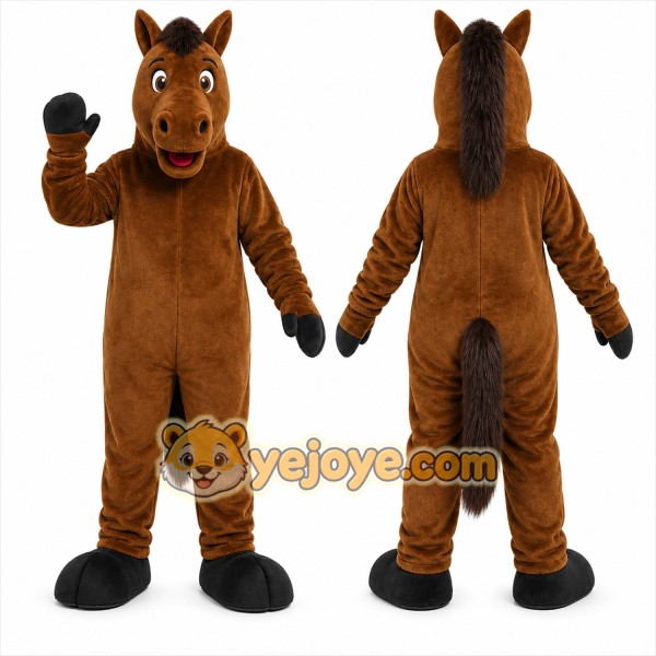Brown Horse Mascot Costume with Custom Logo