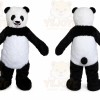 Black Panda Mascot Costume with Custom Logo