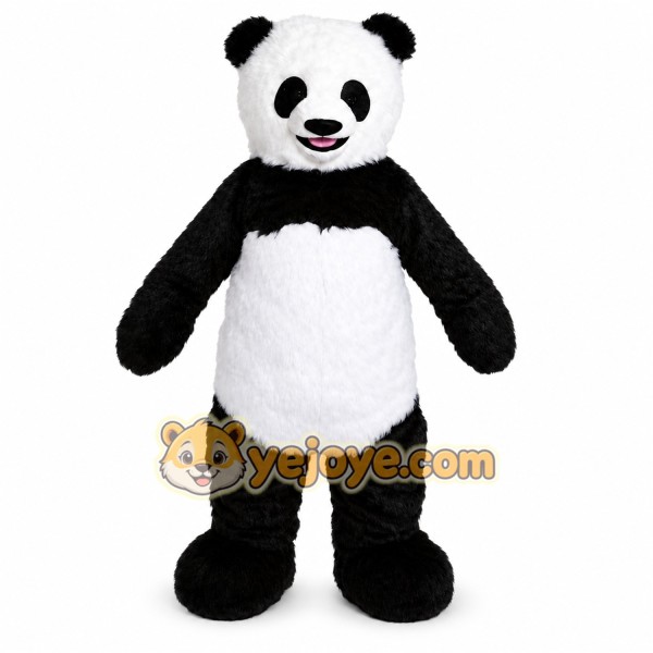 Black Panda Mascot Costume with Custom Logo