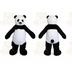 Black Panda Mascot Costume with Custom Logo