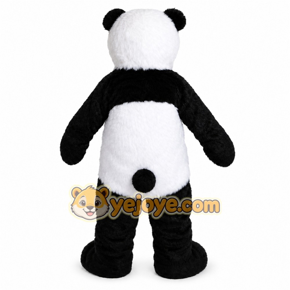Black Panda Mascot Costume with Custom Logo