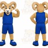 Tan Ram Mascot Costume with Custom Logo