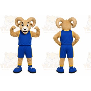 Tan Ram Mascot Costume with Custom Logo