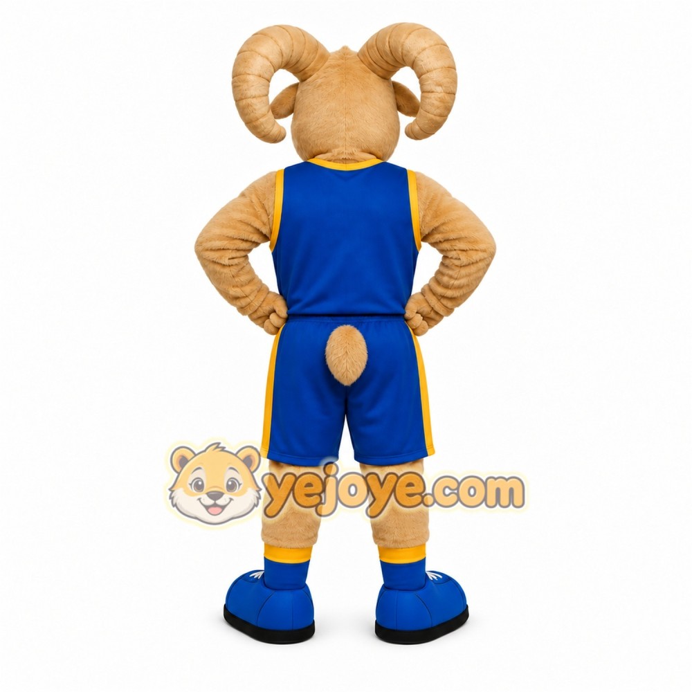 Tan Ram Mascot Costume with Custom Logo Tan Ram Mascot Costume with Custom Logo