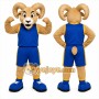Tan Ram Mascot Costume with Custom Logo