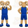 Tan Ram Mascot Costume with Custom Logo