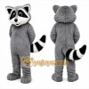 Gray Raccoon Mascot Costume with Custom Logo