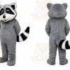 Gray Raccoon Mascot Costume with Custom Logo