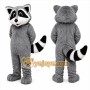 Gray Raccoon Mascot Costume with Custom Logo