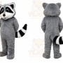 Gray Raccoon Mascot Costume with Custom Logo