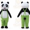 White Panda Mascot Costume with Custom Logo