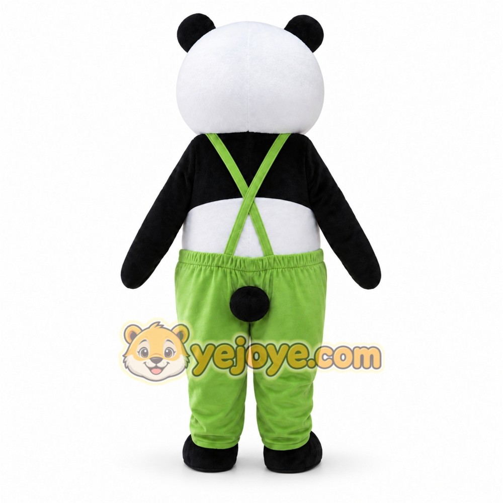 White Panda Mascot Costume with Custom Logo
