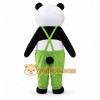 White Panda Mascot Costume with Custom Logo