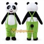 White Panda Mascot Costume with Custom Logo