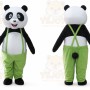 White Panda Mascot Costume with Custom Logo