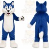 Blue Dog Mascot Costume with Custom Logo