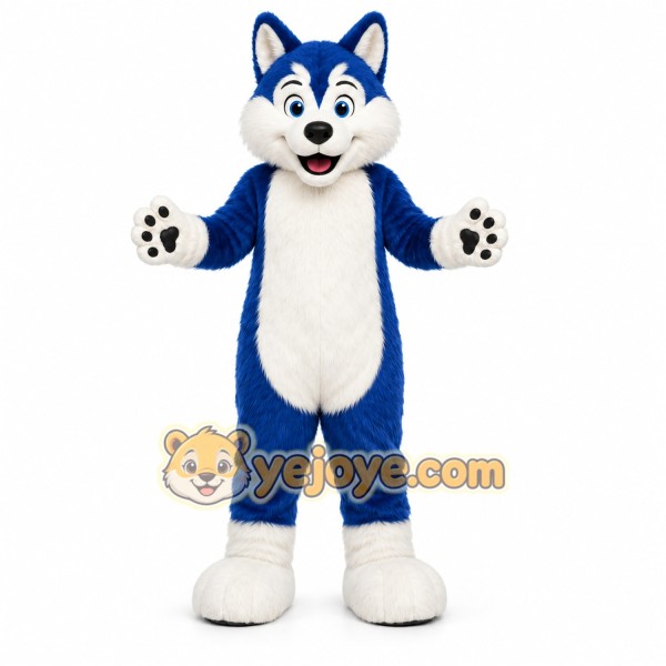 Blue Dog Mascot Costume with Custom Logo Blue Dog Mascot Costume with Custom Logo