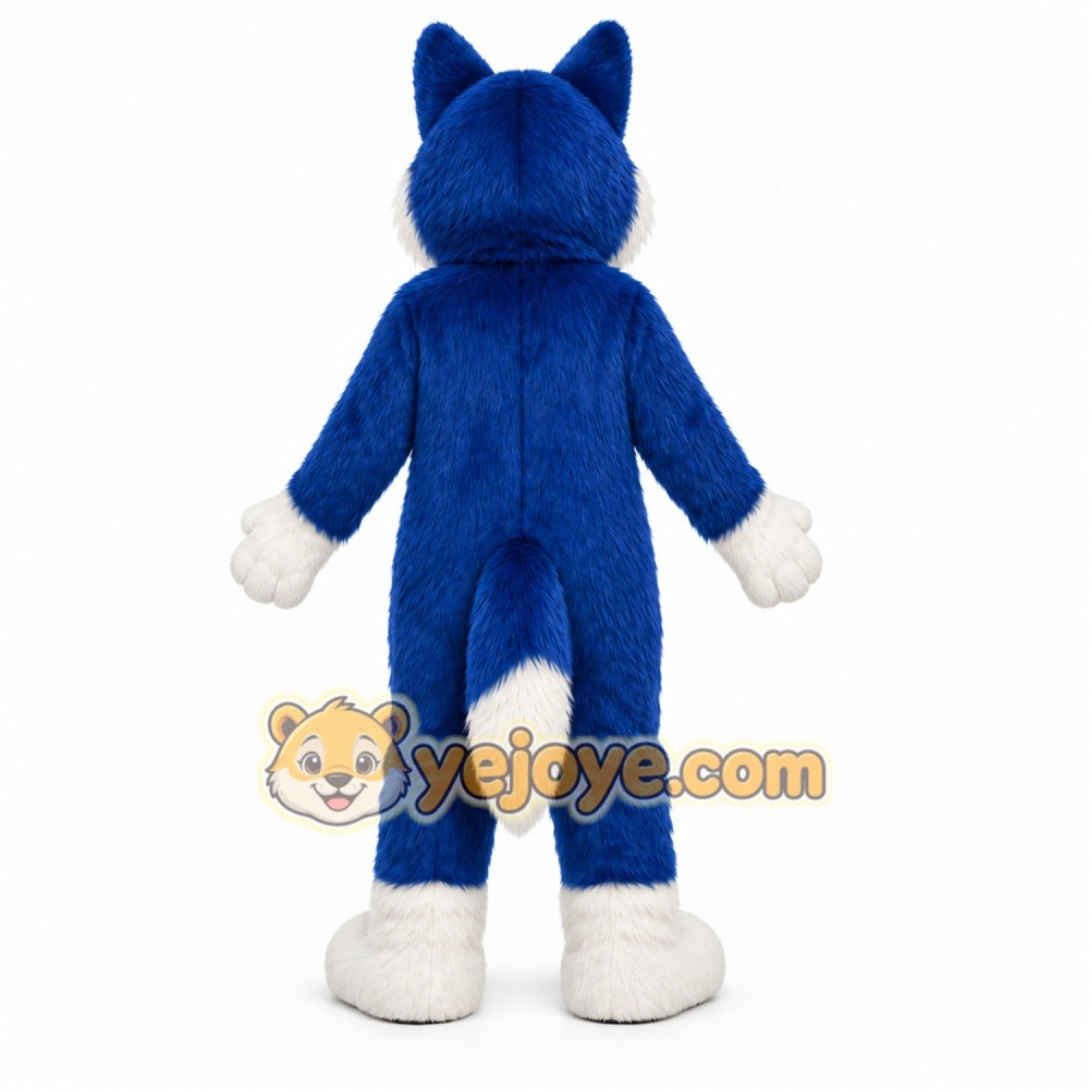 Blue Dog Mascot Costume with Custom Logo