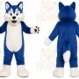 Blue Dog Mascot Costume with Custom Logo