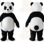 Black Panda Mascot Costume with Custom Logo