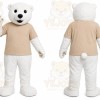 White Bear Mascot Costume with Custom Logo