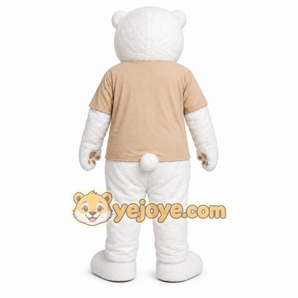 White Bear Mascot Costume with Custom Logo White Bear Mascot Costume with Custom Logo