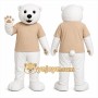White Bear Mascot Costume with Custom Logo