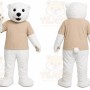 White Bear Mascot Costume with Custom Logo