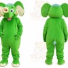 Green Elephant Mascot Costume with Custom Logo