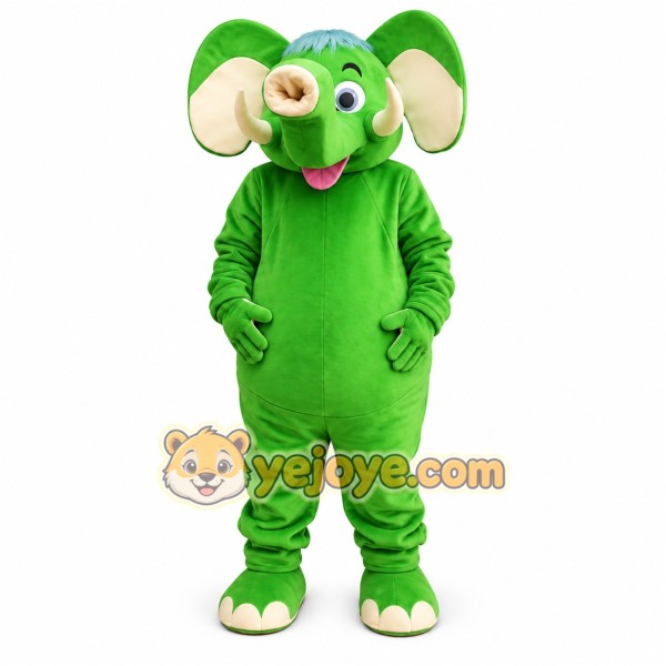 Green Elephant Mascot Costume with Custom Logo Green Elephant Mascot Costume with Custom Logo