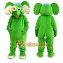 Green Elephant Mascot Costume with Custom Logo